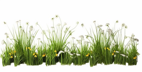 Grass meadow flowery shapes cut out 3d rendering, Generative AI 