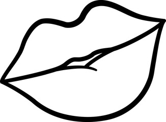 Beautiful Womens Lips for Coloring. Symbol of Love. Vector Illustration for Valentines Day. A passionate kiss