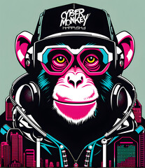 Fototapeta premium Cyber Punk Monkey 
