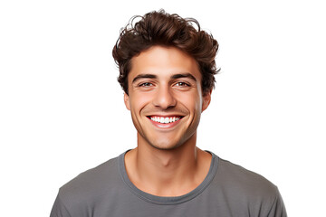 Fototapeta premium Studio portrait of a beautiful young man with an attractive smile isolated on transparent png background.