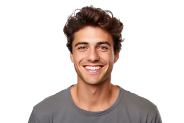 Fotobehang Studio portrait of a beautiful young man with an attractive smile isolated on transparent png background. © somsuda