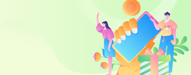 Festive Shopping E-Commerce Online Shopping People Flat Vector Concept Operation Hand Drawn Illustration
