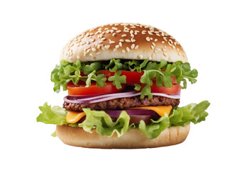 Vegetarian Burger - Plant-Based Fast Food Isolated on Transparent Background