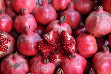 pomegranates at market.background