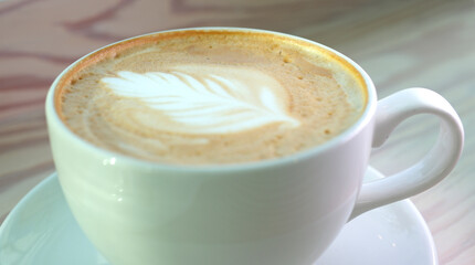 Turmeric Chai Latte at Cafe cup of cappuccino