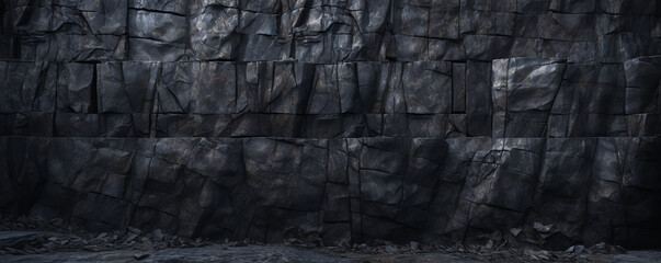 wall in coal mine background. ai generative - obrazy, fototapety, plakaty