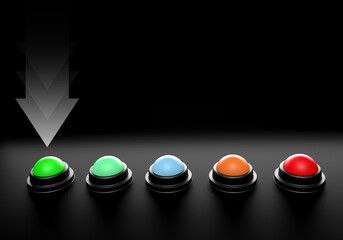 Graphic of five colored buttons used for giving feedback. in doing business or providing services Concept of customer service and satisfaction