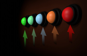 Graphic of five colored buttons used for giving feedback. in doing business or providing services Concept of customer service and satisfaction