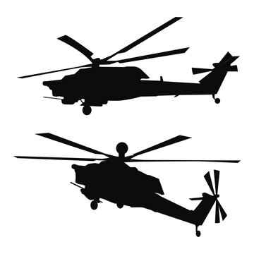 russain attack helicopter silhouette vector design