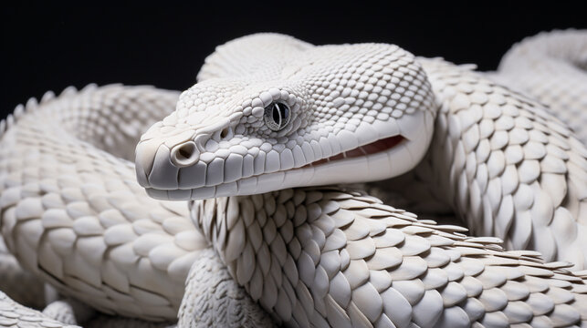 white snake texas. white snake isolated on black. generative ai