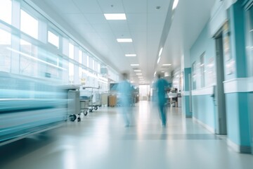 A blurry image of a hospital hallway. Suitable for medical and healthcare concepts.