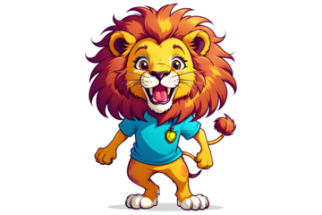 A Cartoonish Lion in a Playful Pose (PNG 10800x7200)