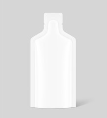 Sachet bag mockup. Vector illustration isolated on grey background. Front view. Can be use for template your design, presentation, promo, ad. EPS10.