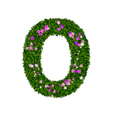 Letter o with leaves and flowers. Transparent png 