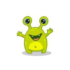 Cute cartoon monster wiht funny eyes on white background. Alien. Colorful. Doodle.