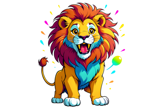 A Cartoonish Lion in a Playful Pose (PNG 10800x7200) - Powered by Adobe