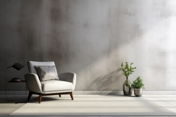 A picture of a chair placed in a room next to a beautiful plant. This image can be used to showcase interior design or as a representation of a cozy and inviting space