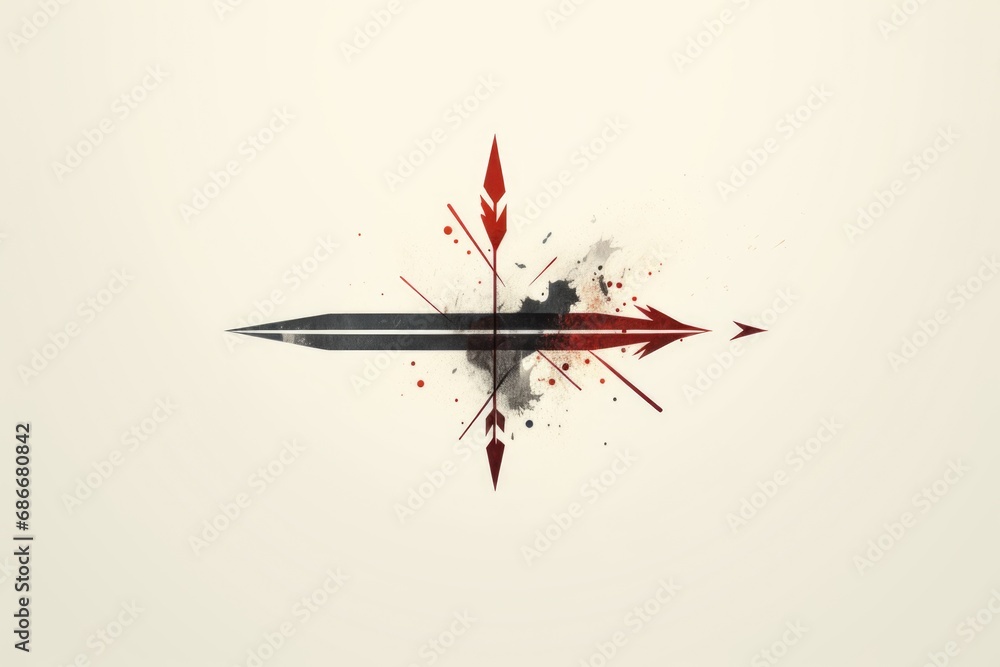 Aufkleber a detailed drawing of a sword with a bold red arrow. this versatile image can be used to represent d