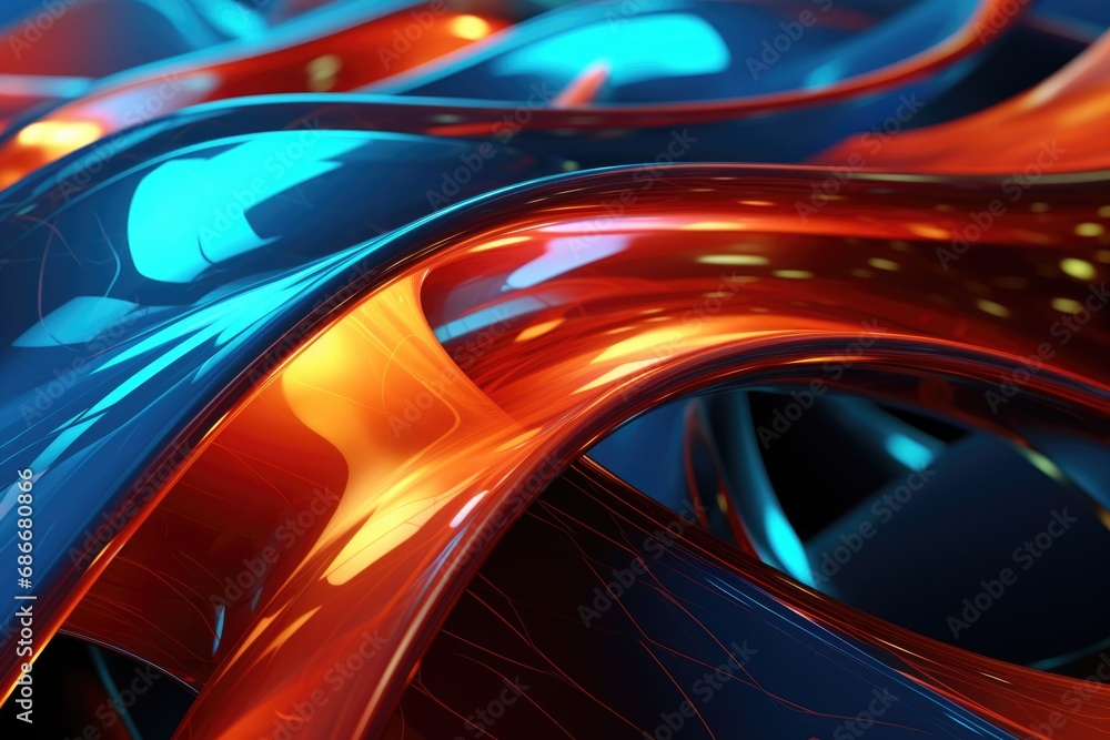Poster a close up view of a vibrant abstract design featuring a combination of red and blue colors. this im