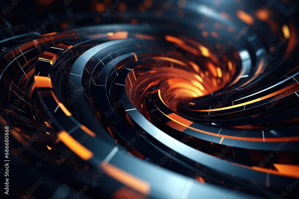 Poster a captivating spiral design featuring orange and black lights. perfect for adding a vibrant touch to