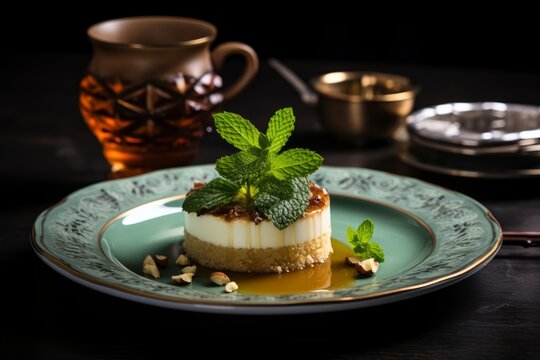 A delectable serving of Gombe, a classic Nigerian banana and groundnut dessert, paired with a warm cup of tea