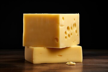 Block of cheese on a dark background