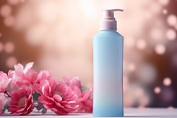 Body lotion tall big bottle with dispenser mockup