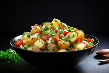 Bowl of tasty Potato Salad with vegetables