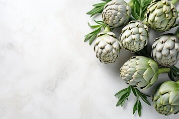 Bowl with pills and fresh artichokes on white