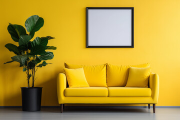 interior design with a yellow sofa