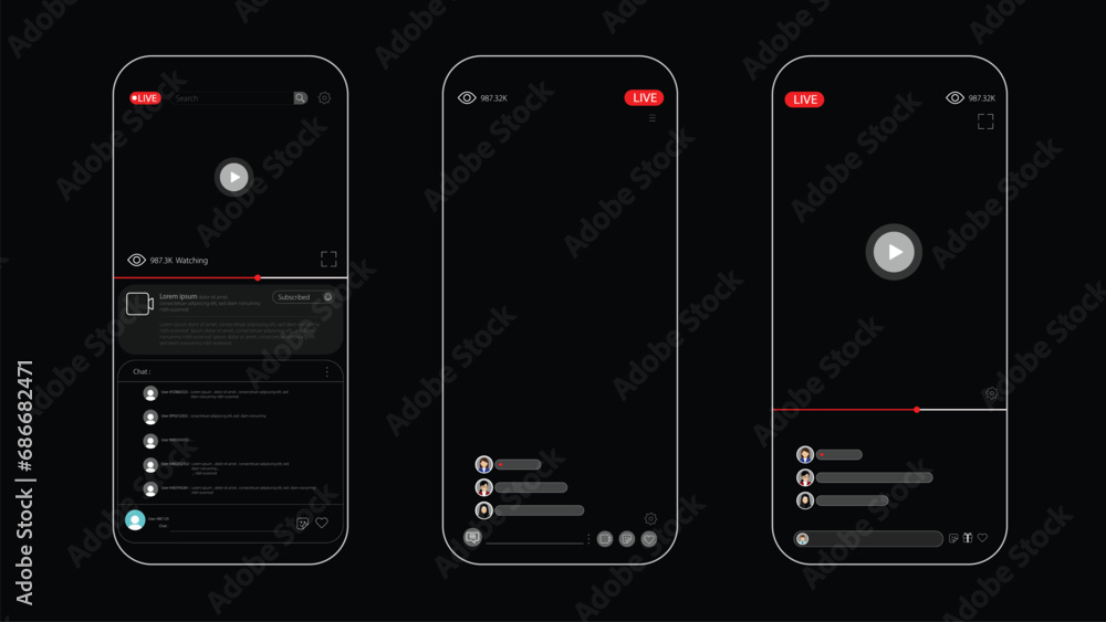 Poster mobile online live streaming app design element template