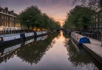 Dusk Delight: Regent's Canal Basking in Twilight