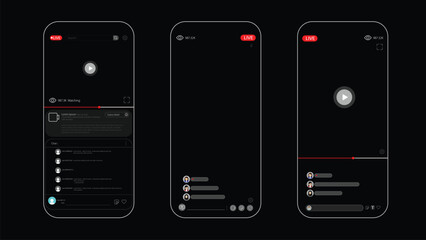 Mobile Online live streaming app design element template 