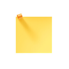 Yellow note paper isolated on transparent background