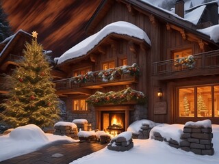 house decorated for Christmas