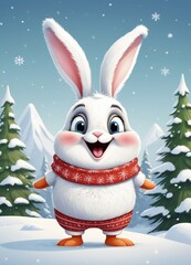 Cute cartoon christmas rabbit - 686683420