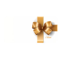 White gift certificate with gold ribbon and bow isolated on transparent background. discount coupon