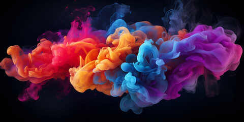 Fototapeta na wymiar Colorful smoke isolated on black ,Colorful smoke isolated on black Generative Ai