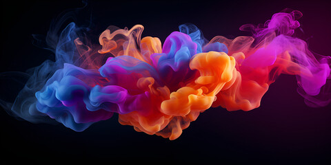 Colorful smoke isolated on black ,abstract background ,Diwali background Generatuive Ai