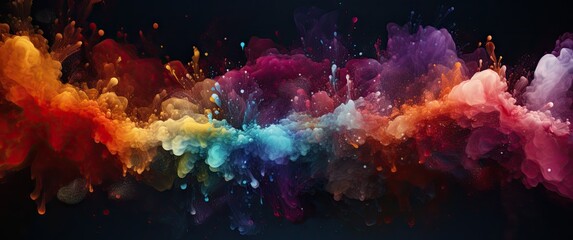 Fototapeta na wymiar Multicolored particles, splashes, explosions