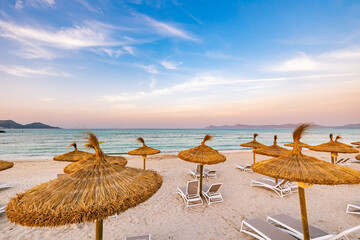 beach with umbrellas