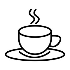 Cup of coffee icon. Cup flat icon. Thin line sign for design logo, visiting card, etc. High quality single outline symbol for web design or mobile app. Cup outline pictogram