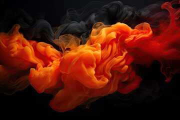 Orange and red steam on a black background