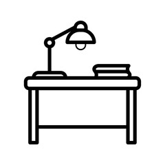 outline silhouette desk lamp icon set isolated on white background