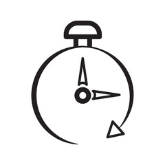Silhouette flat icon, simple vector design with shadow. Stopwatch illustration. Device to display time and time limit. Symbol of speed