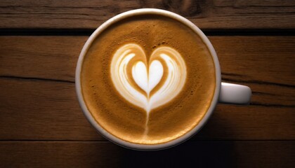 Coffee Latte with a Heart Pattern