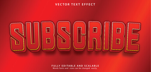 Free vector subscribe button text effect, editable red and play text style