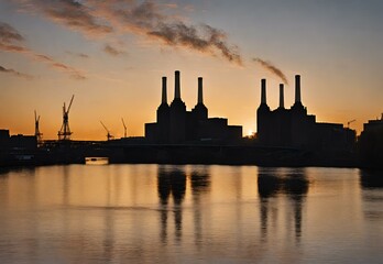 Riverside Reverie: Battersea Power Station Silhouetted at Sunset