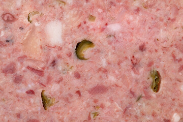 Traditional Dutch zure zult, headcheese, close up full frame as background