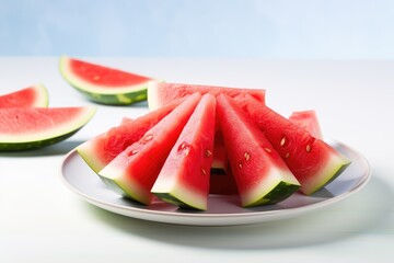 On the table slices of watermelon